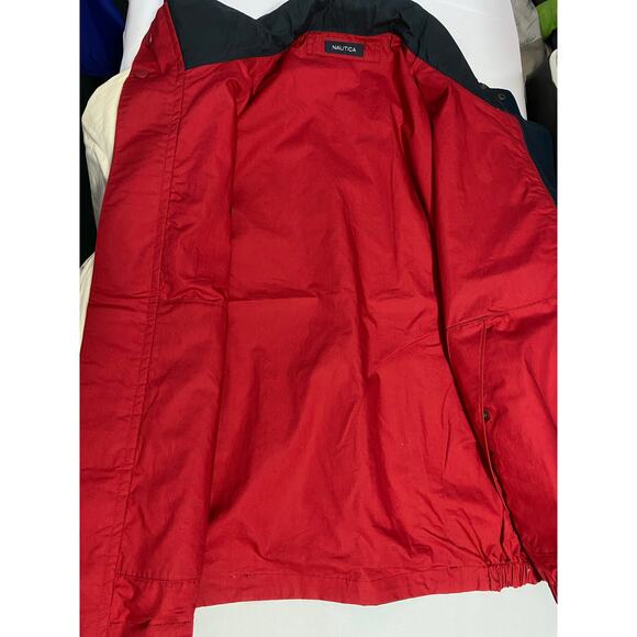 Nautica Reversible Coat Jacket Men’s Size Large Hidden Hood Navy Gray Outdoor - Picture 11 of 16